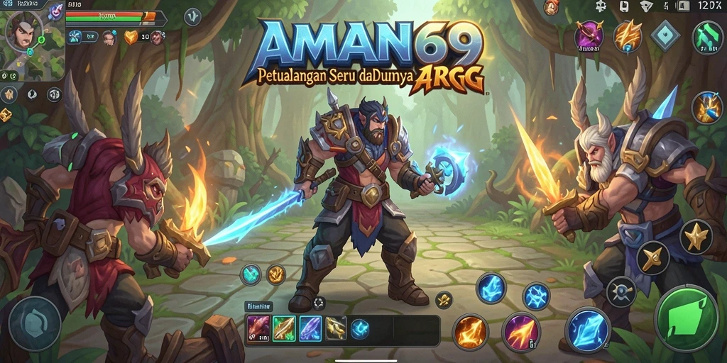 Screenshot gameplay AMAN69 menampilkan aksi pertarungan seru dan dunia yang luas.
