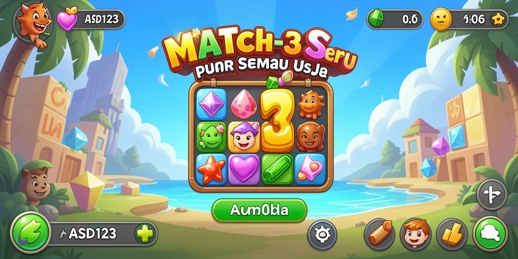 Tampilan gameplay seru dari ASD123 dalam kategori Match-3.