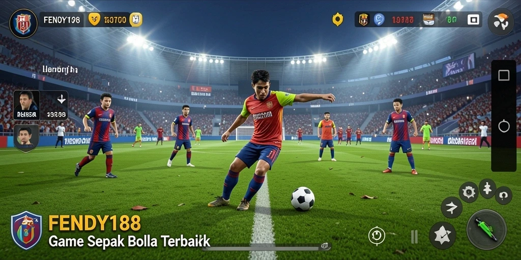 Screenshot menampilkan aksi seru dari pertandingan sepak bola di FENDY188.