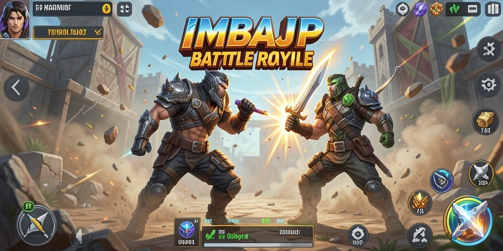 Screenshot IMBAJP menampilkan aksi seru dalam pertarungan Battle Royale.
