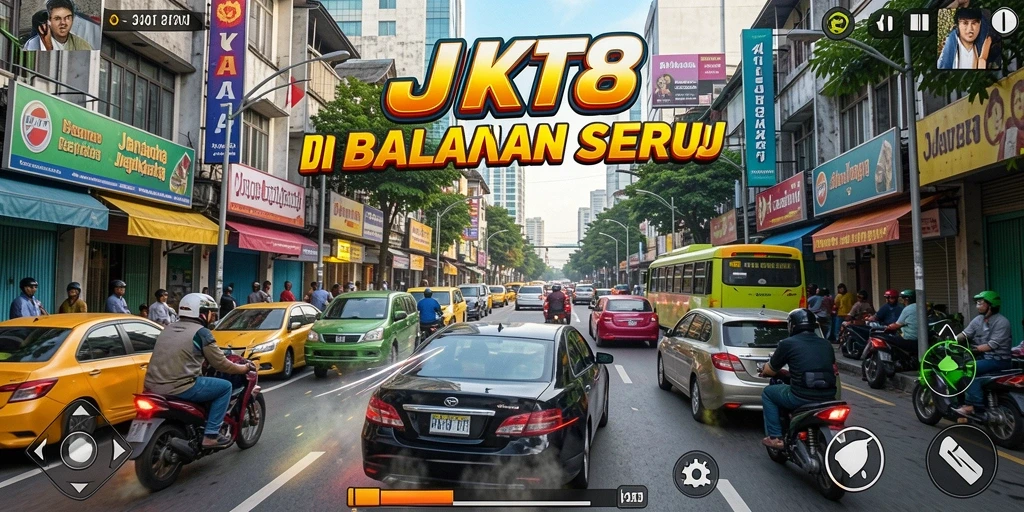 Tampak aksi seru dalam gameplay JKT8 yang penuh kecepatan.