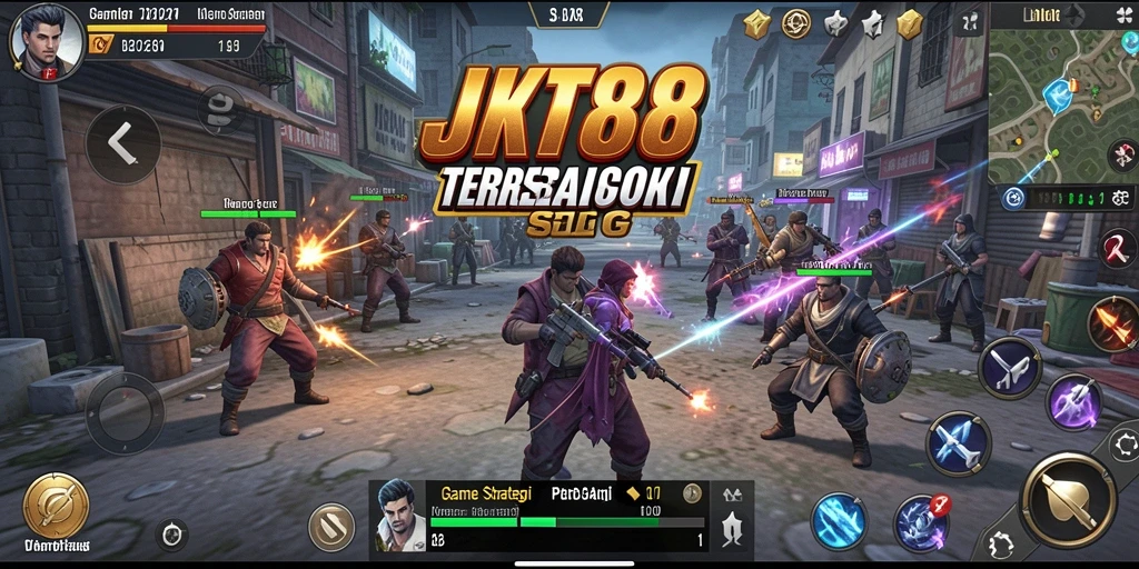 Screenshot utama JKT88 menampilkan pertempuran strategi yang epik.