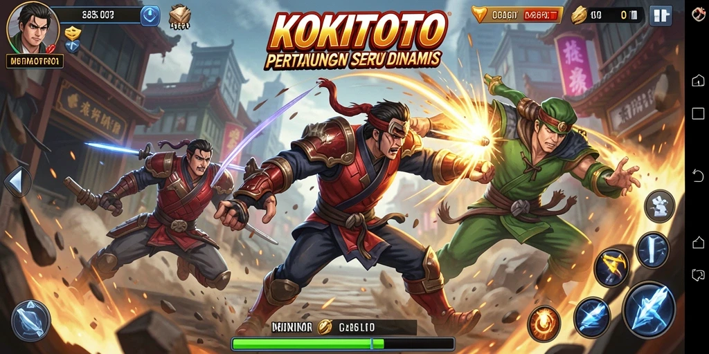Tangkapan layar dari gameplay KOKITOTO yang menampilkan aksi pertarungan yang intens.