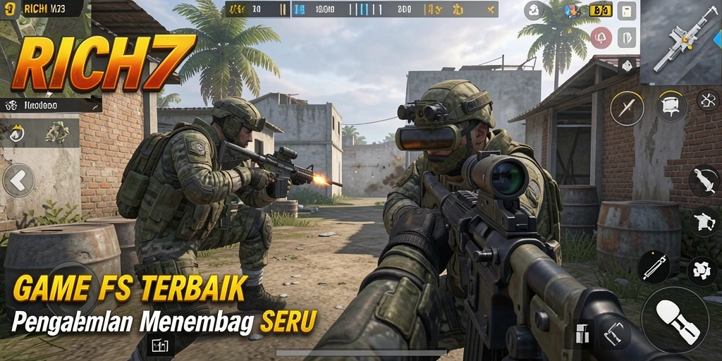 Tampilan gameplay menegangkan di arena pertempuran RICH7.
