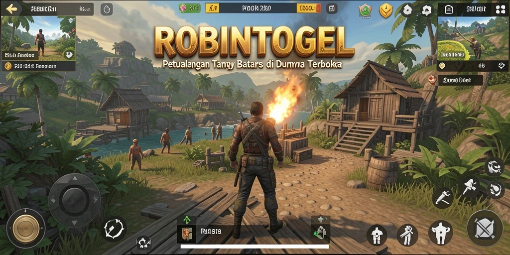 Tampilan gameplay <strong>ROBINTOGEL</strong> yang mengesankan di dunia terbuka.