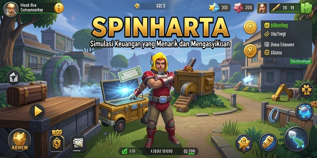 Tampilan simulasi keuangan yang menarik dan interaktif dari SPINHARTA.