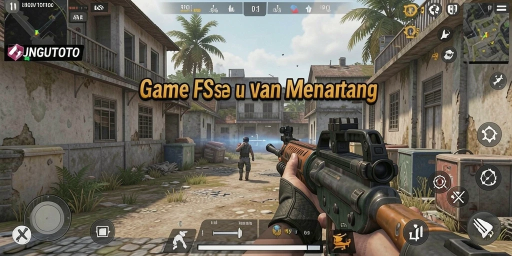 Tampilan gameplay UNGUTOTO dengan aksi tembak-menembak yang seru.