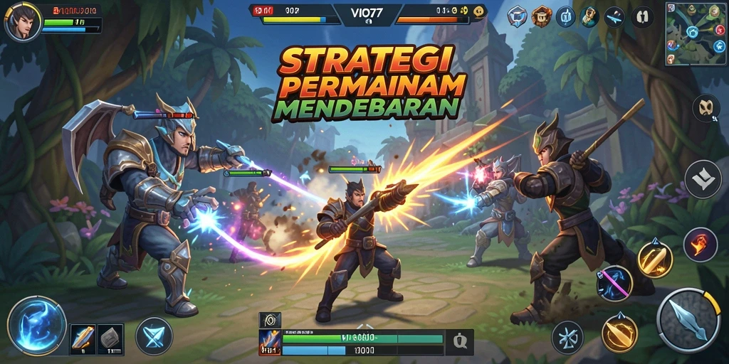 Screenshot gameplay VIO77 menampilkan pertempuran strategi yang intens.